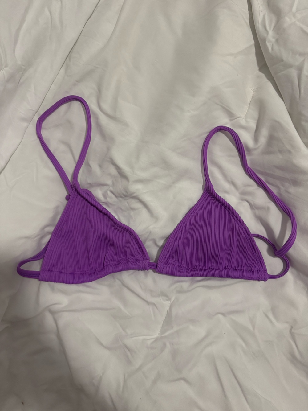 Kulani Kini Vibrant Purple Ribbed Triangle Bikini Top